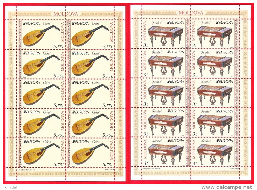 Moldova, 2 Sheetlets, Europa - Musical Instruments, 2014 - 2014
