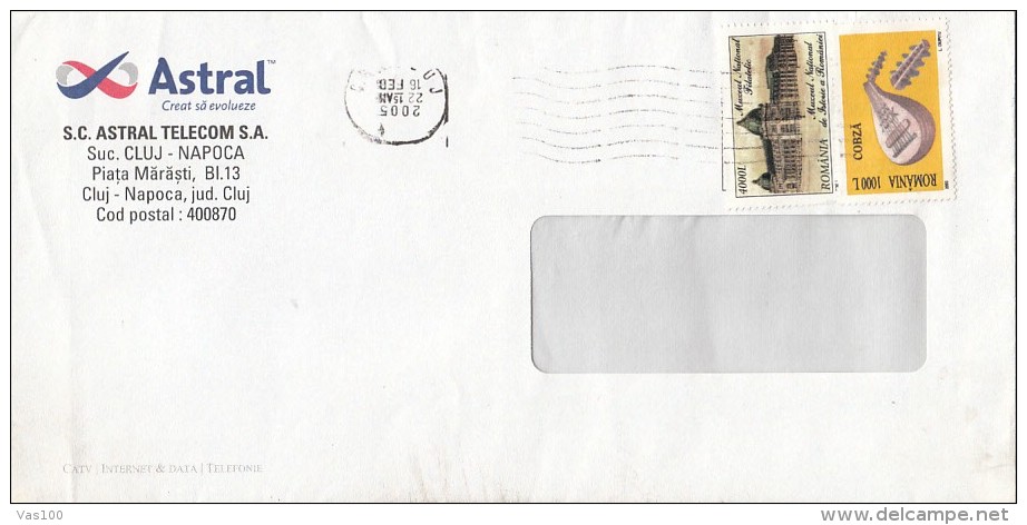 STAMPS ON COVER, NICE FRANKING, MUSEUM, COBSA, 2005, ROMANIA - Storia Postale