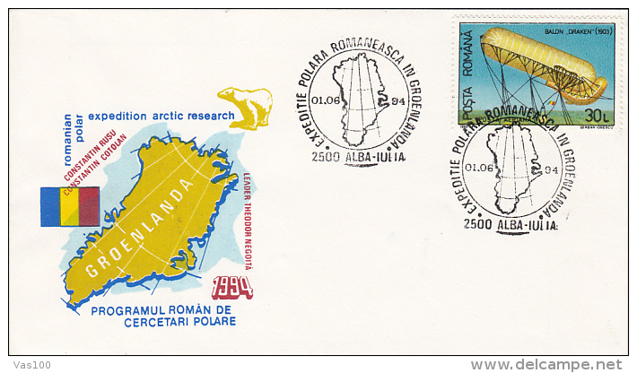 ROMANIAN POLAR RESEARCH PROGRAM, GREENLAND, SPECIAL COVER, 1994, ROMANIA - Research Programs