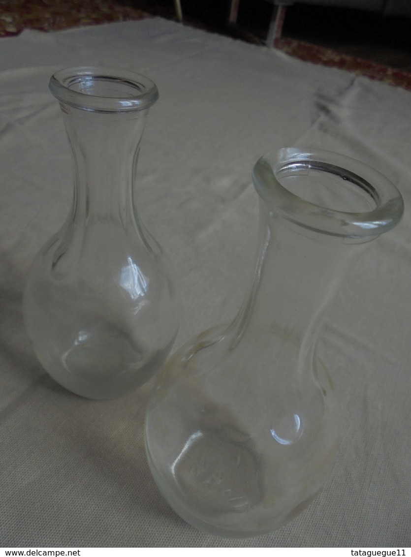 Ancien - Petit Lot De 2 Anciens Petits Flacons à Vin En Verre 25 Cl - Caraffe