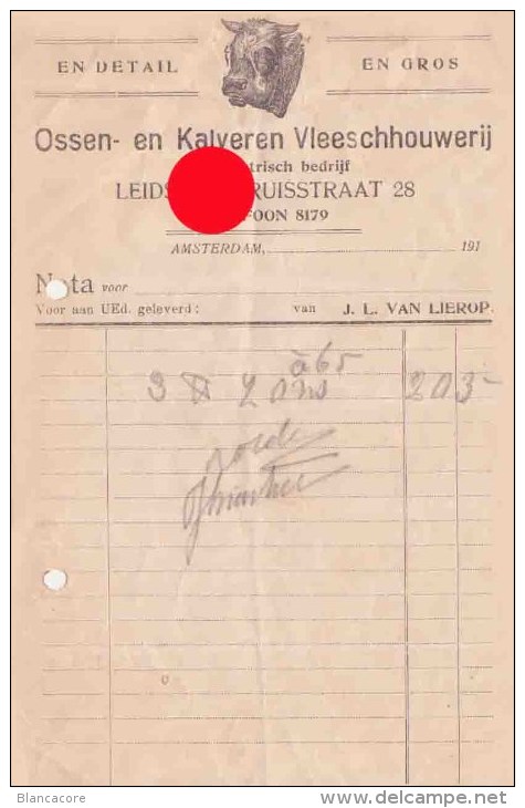 AMSTERDAM 1910 OSSEN EN KALVEREN VLEESCHHOUWERIJ Met Electrisch Bedrijf  J.L. VAN LIEROP - Pays-Bas
