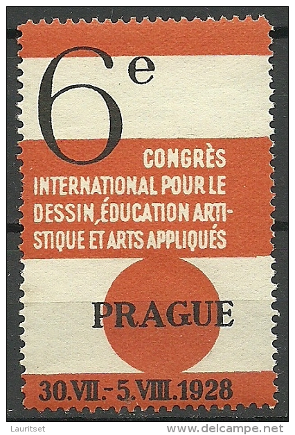 TSCHECHOSLOWAKEI 1928 Vignette ReklamemarkeInternational Kongress Bildung Etc MNH - Ungebraucht