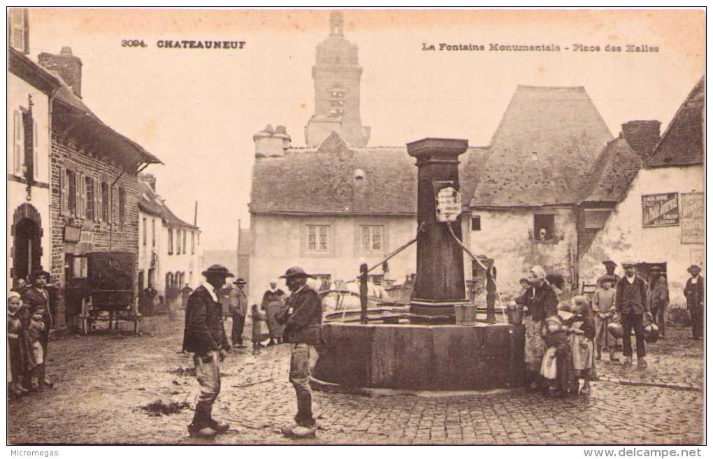 CHATEAUNEUF-du-FAOU - La Fontaine Monumentale - Place Des Halles - Châteauneuf-du-Faou