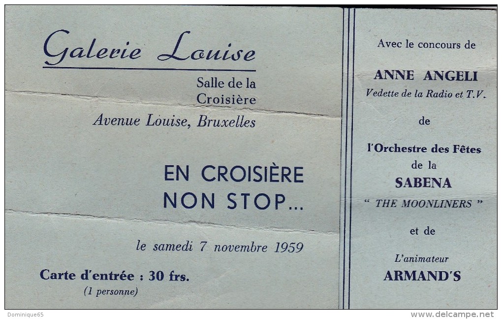 Invitation Fête 6e Unité Scoute B.P. Ste Trinité Scouts Baden Powell 54 Rue De L'aqueduc Galerie Louise Bruxelles 1959 - Programs