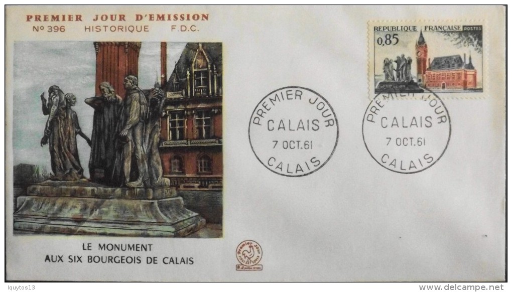 Enveloppe 1er JOUR 1961 - Le Monument Aux 6 Bourgeois De Calais - Le 07 Oct. 1961 - En Trés Bon état - 1960-1969