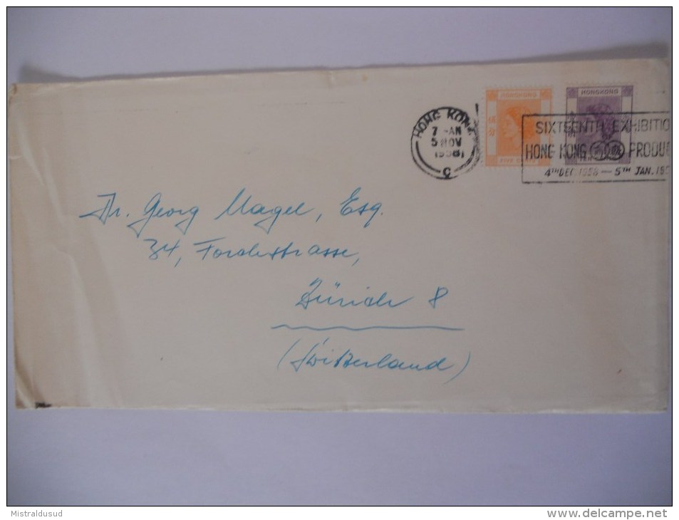 Hong Kong Lettre De 1958 Pour Zurich - Covers & Documents