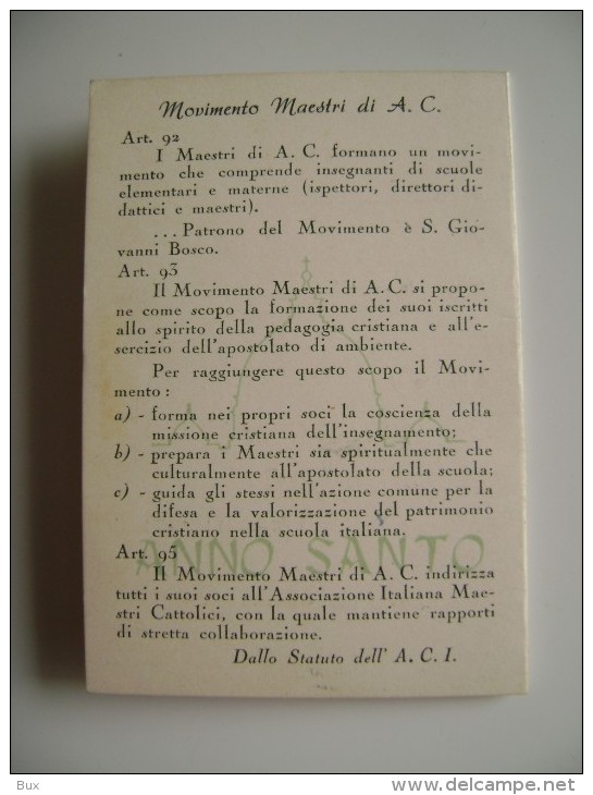 BARI  ANNO SANTO  1950      TESSERA  ACI PER  MOVIMENTO    MAESTRI DI AZIONE CATTOLICA - Documenti Storici