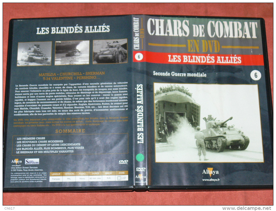 CHARS DE COMBAT EN DVD  " LES BLINDES ALLIES "  SHERMANN T34  HUMBER CHURCHILL ETC  N° 6  GUERRE MONDIALE  WW2 1939/45 - Dokumentarfilme