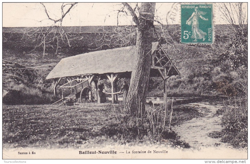 CPA 76 @ BAILLEUL - NEUVILLE @ La Fontaine De Neuville - Lavoir @ Lavandières Essorant Le Linge En Le Tordant - Autres & Non Classés