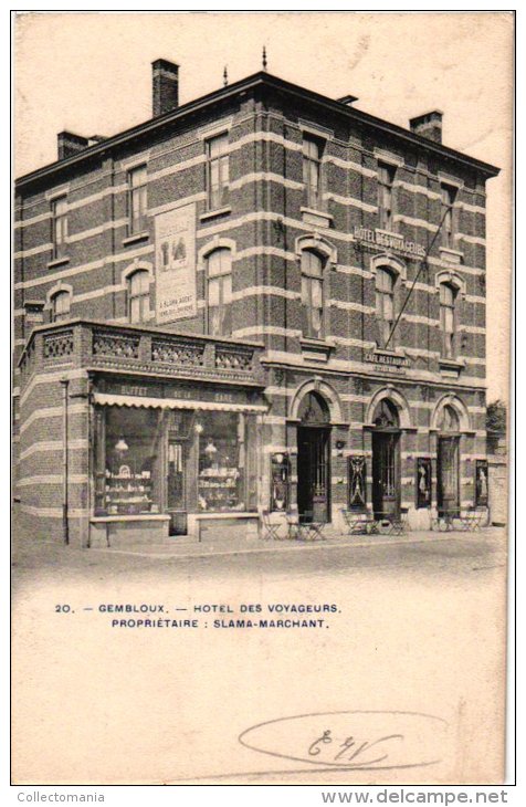 NAMUR   1oude Postkaart HOTEL  Gembloux Gemblours  Hôtel Des Voyageurs Slama Marchant  1908 Photo BERTELS - Gembloux