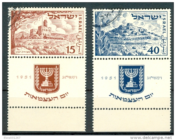 Israel - 1951, Michel/Philex No. : 57/58,  - USED - *** - Full Tab - Oblitérés (avec Tabs)