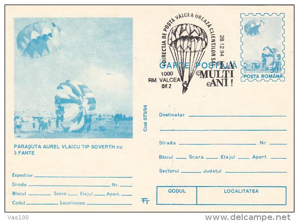 PARACHUTTING, PC STATIONERY, ENTIER POSTAL, 1994, ROMANIA - Parachutespringen