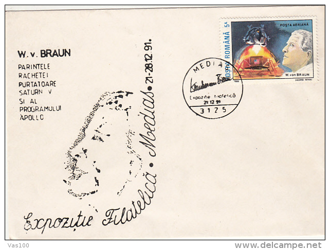 SPACE, COSMOS, APOLLO SPACE SHUTTLE, W.V. BRAUN, COVER STATIONERY, ENTIER POSTAL, 1991, RUSSIA - Russia & USSR