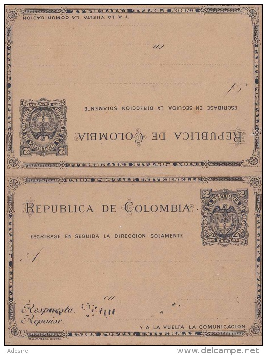 Ganzsache COLOMBIA 189? - Doppelkarte Mit Je 2 Centavos Ganzsache - Kolumbien