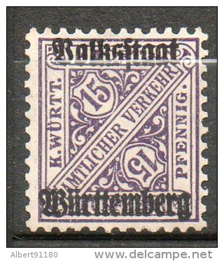 WURTEMBERG  ( Service)  15p Violet 1919 N°105 - Ungebraucht