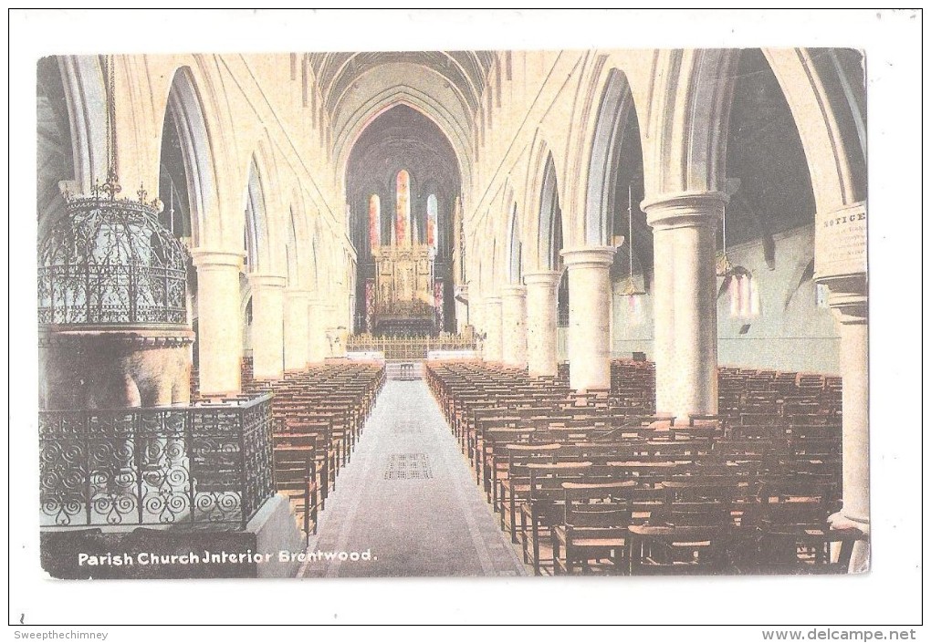 BRENTWOOD  Parish Church Interior POSTCARD Essex UNUSED - Other & Unclassified