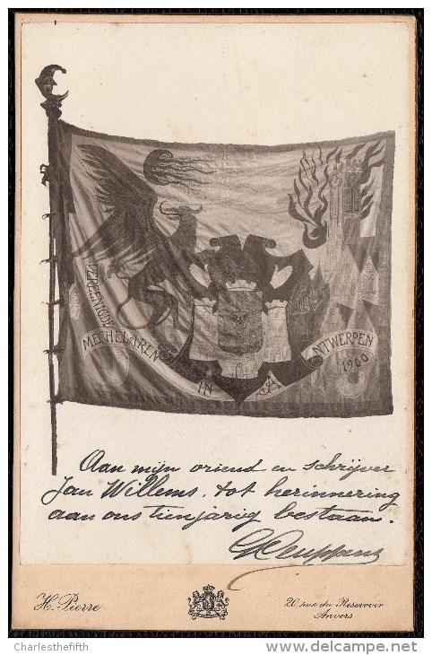 OUDE FOTO VLAG * VERENIGDE MECHELAREN IN ANTWERPEN 1900 * Gericht Aan SCHRIJVER JAN WILLEMS Door CEUPPENS - Alte (vor 1900)