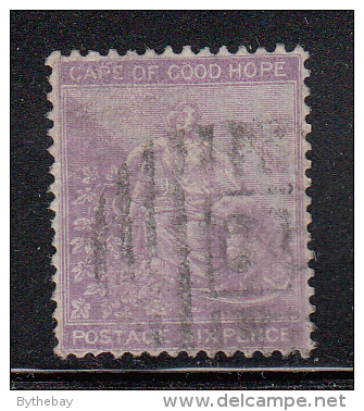 Cape Of Good Hope Used Scott #18 6p ´Hope´ With Frameline, Violet Watermark Crown CC - Sarawak (...-1963)
