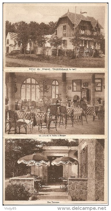 44 - THARON - Belle Carte Triple De L'Hôtel Du Châlet ( Pub Pour Promouvoir La Pension ) Rare - Tharon-Plage