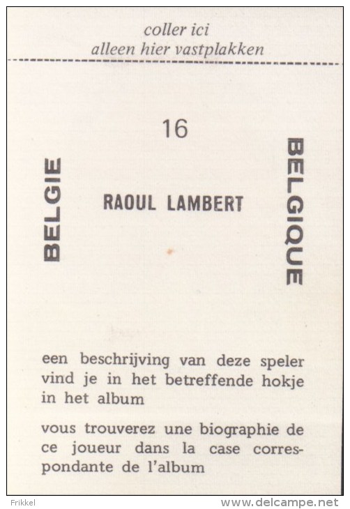 Raoul Lambert België Kaartje Chromo (5 X 7cm) Mexico 1970 Coupe Du Monde Voetbal Football Soccer Voetballer - Trading Cards