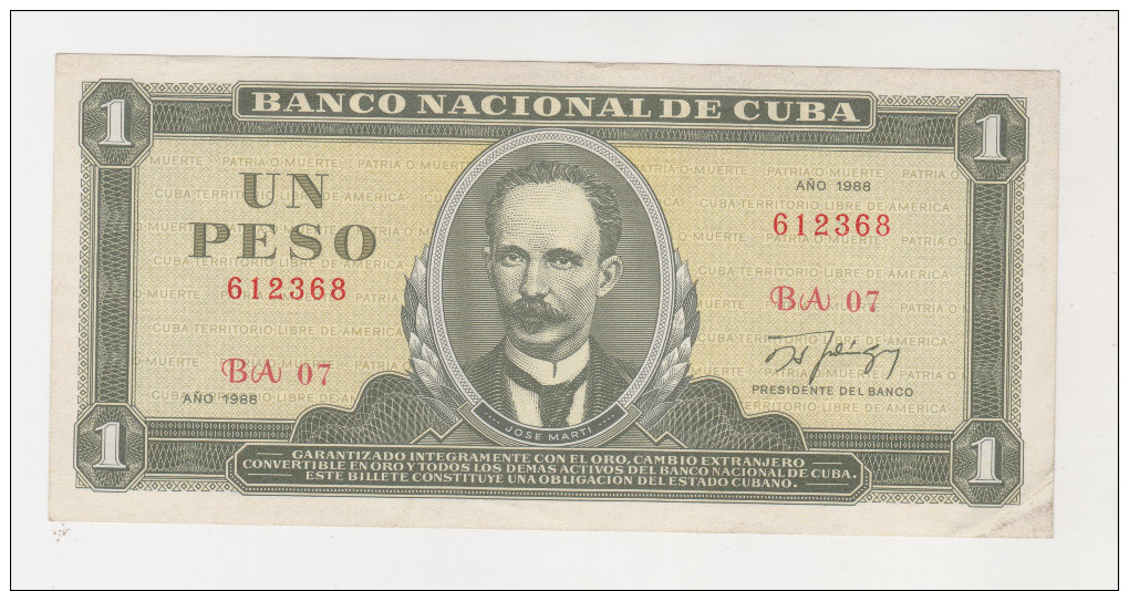 CUBA 1 PESO 1988 UNC P 102 D - Cuba