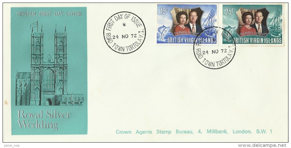 British Virgin Islands 1972 Royal Wedding FDC - British Virgin Islands