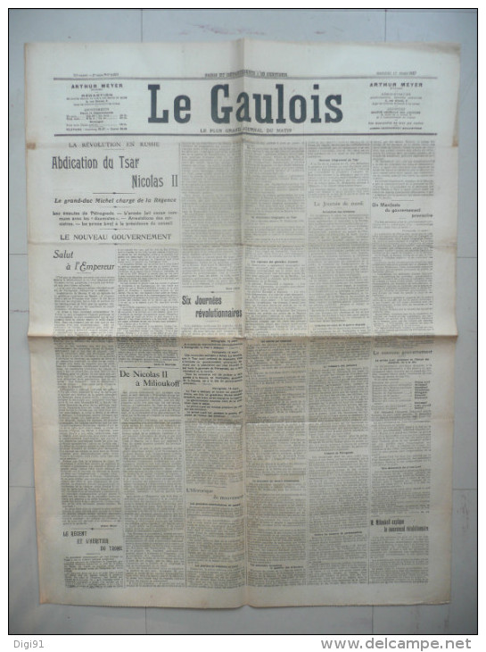 JOURNAL LE GAULOIS 17 MARS 1917 - Autres & Non Classés