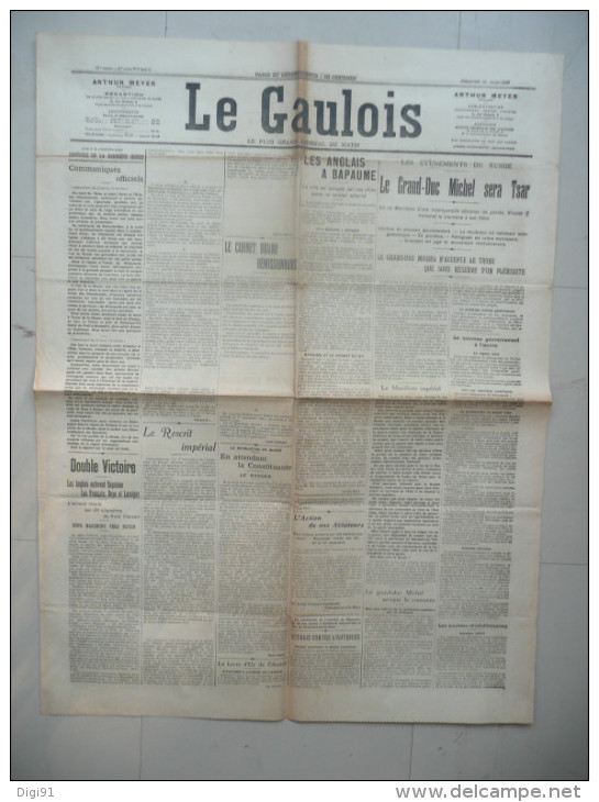 JOURNAL LE GAULOIS 18 MARS 1917 - Autres & Non Classés