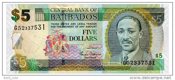 BARBADOS 5 DOLLARS 2007 Pick 67a Unc - Barbades