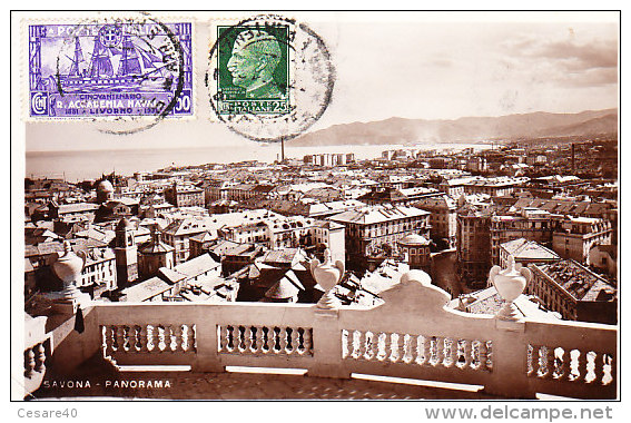 SAVONA - Panorama, Fotografica, Bella Affrancatura, Viagg.1925 - AGO-16-44 - Savona