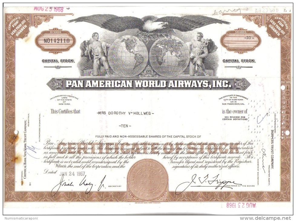 scripofilia pan american world airways certificate of stock 93 + 80 + 50 + 49 + 48 + 40 + 25 + 23 + 10 + 5 + 2  doc.033