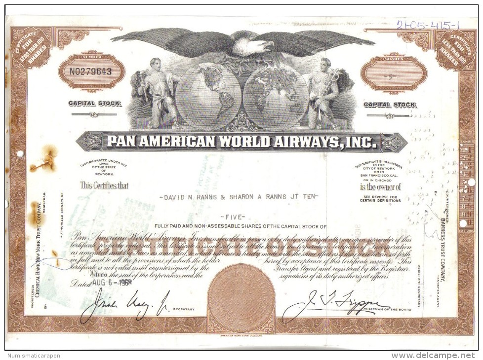 scripofilia pan american world airways certificate of stock 93 + 80 + 50 + 49 + 48 + 40 + 25 + 23 + 10 + 5 + 2  doc.033