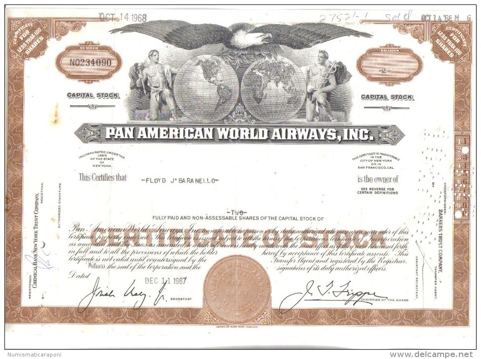 scripofilia pan american world airways certificate of stock 93 + 80 + 50 + 49 + 48 + 40 + 25 + 23 + 10 + 5 + 2  doc.033