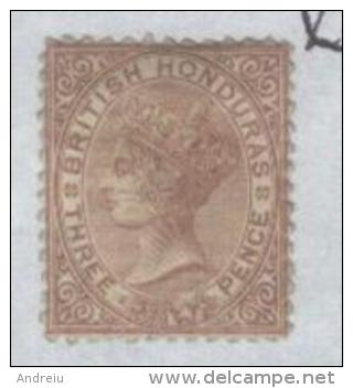 1877 British Honduras - Queen Victoria, 3d. Chestnut Cote £160 Sc #9 SG#13 MLH - British Honduras (...-1970)