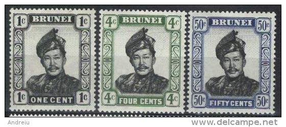 1952 Brunei - Sultan Omar Ali Saïfuddi, 3v. SG 100,103,110  MLH - Brunei (...-1984)