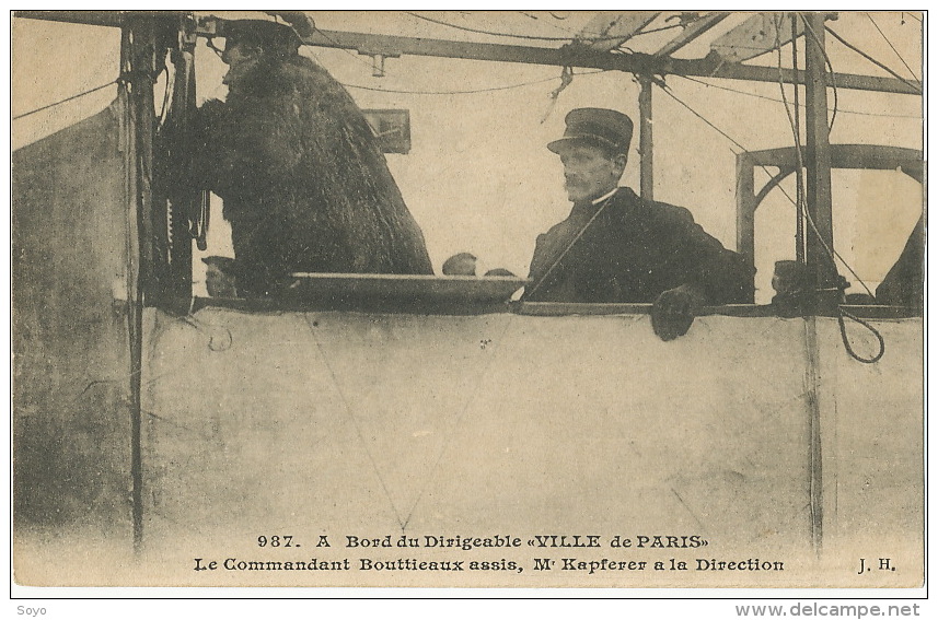 987 Dirigeable Ville De Paris Commandant Bouttieaux Et Mr Kapferer Edit JH - Dirigibili