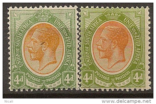 SOUTH AFRICA 1913 4d KGV (2) SG 10a HM #CM155 - Neufs