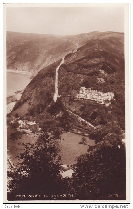 RP Sepia Postcard Countisbury Hill Lynmouth Devon Valentine's Real Photo - Lynmouth & Lynton