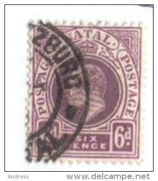 1908-09 Natal (South Africa) -  6 Pence Edward (inscr. 'Postage Postage') SG 165 Used Oblitere - Natal (1857-1909)