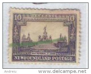 1928 Newfoundland (Canada) -10 Cents War Memorial / Monument De Guerre  Sc 153 SG 185 Used Oblitere - 1908-1947