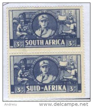 1941 South Africa  - Women's Services  3d Blue, SG 91 Pair 2v., SG Value £23 MLH - Unused Stamps