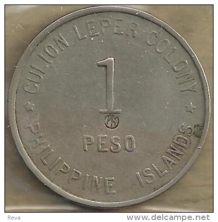 PHILIPPINES USA 1 PESO CULION ISLAND LEPPER COLONY EAGLE EMBLEM FRONT MAN BACK 1925 VF KM18 READ DESCRIPTION CAREFULLY!! - Filippine