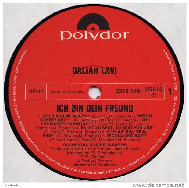* LP *  DALIAH LAVI - ICH BIN DEIN FREUND (Germany 1972 EX-!!!) - Otros - Canción Alemana