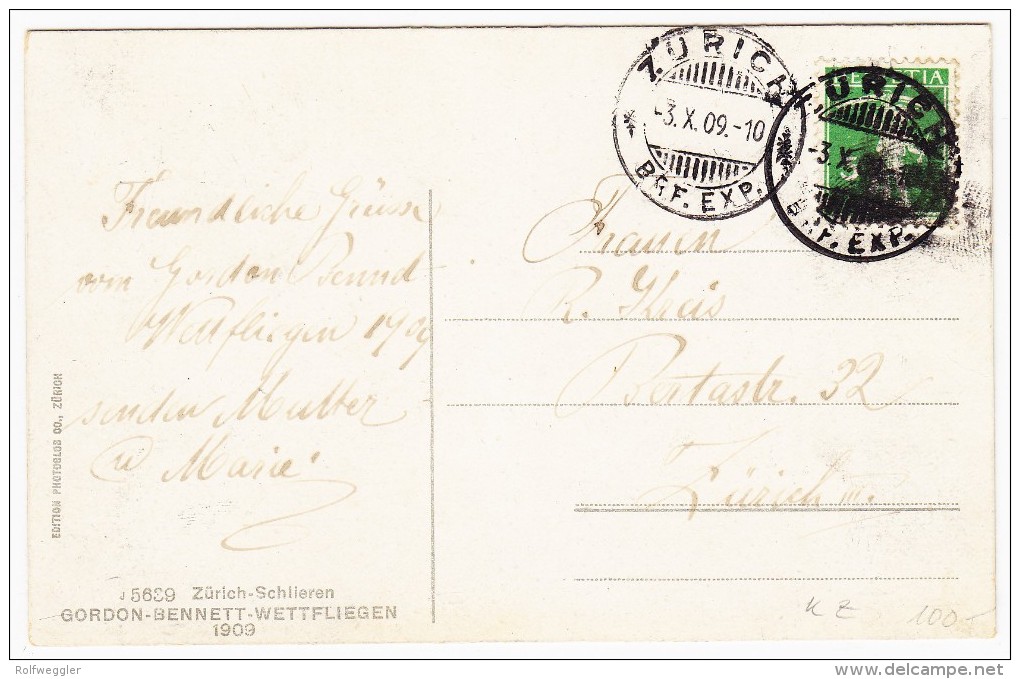 Gordon-Bennett Wettfliegen 1909 - Schweiz Zürich-Schlieren #5639 - Montgolfières