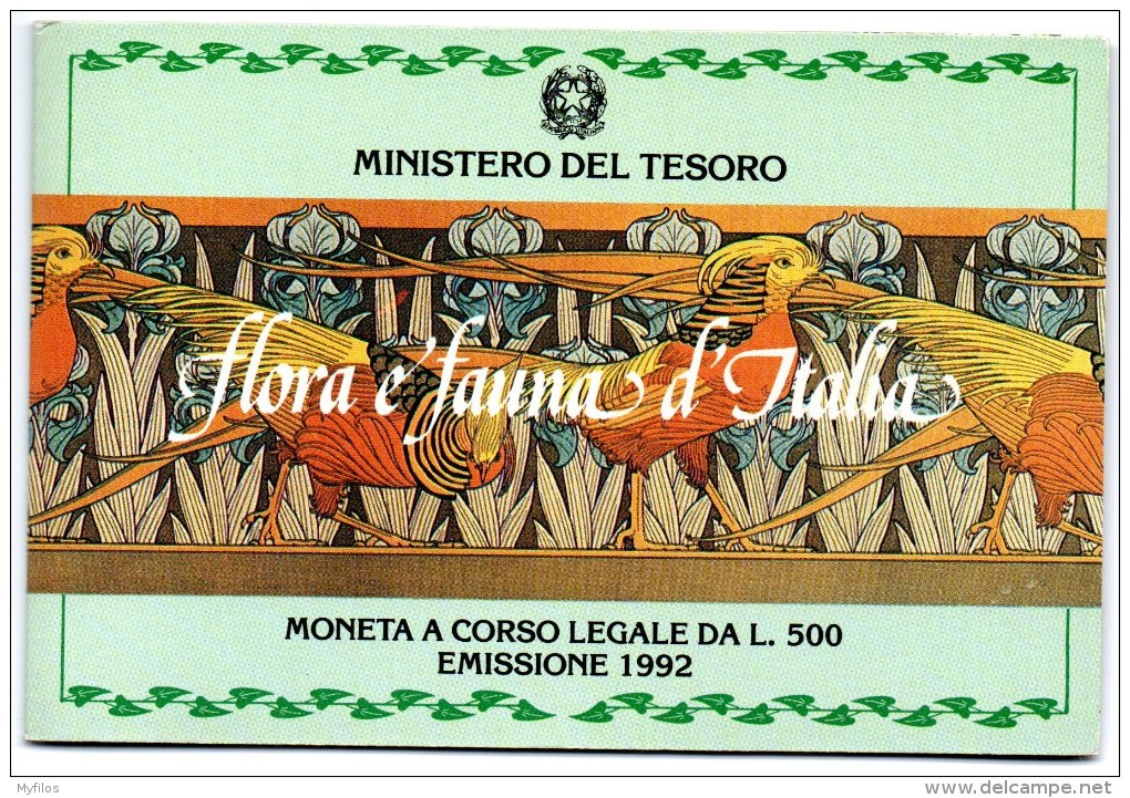 1992 ITALIA FLORA E FAUNA   LIRE 500 ARG FDC - Gedenkmünzen