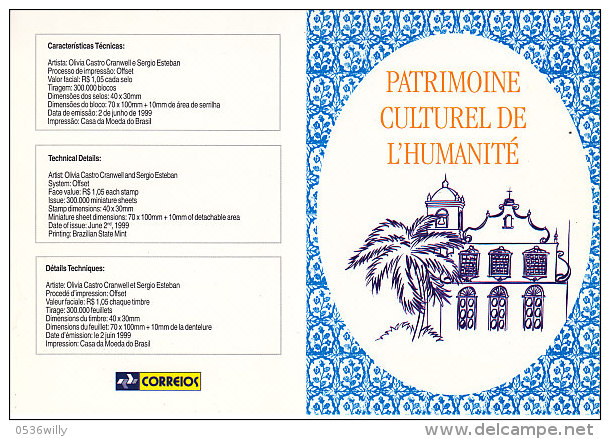 Brasilien 1999. Faltkarte Mit Block "Patrimonio Cultura Da Humanidade" 5.583) - Briefe U. Dokumente