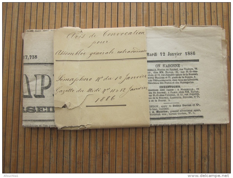 LE SEMAPHORE  De Marseille Original Journal Mardi 12 Janvier 1886 Faire Défiler Images Et Lire Articles De Presse - 1850 - 1899