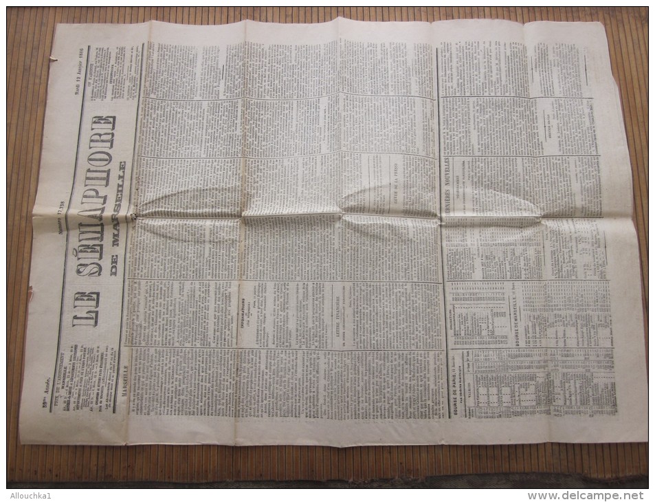 LE SEMAPHORE  De Marseille Original Journal Mardi 12 Janvier 1886 Faire Défiler Images Et Lire Articles De Presse - 1850 - 1899