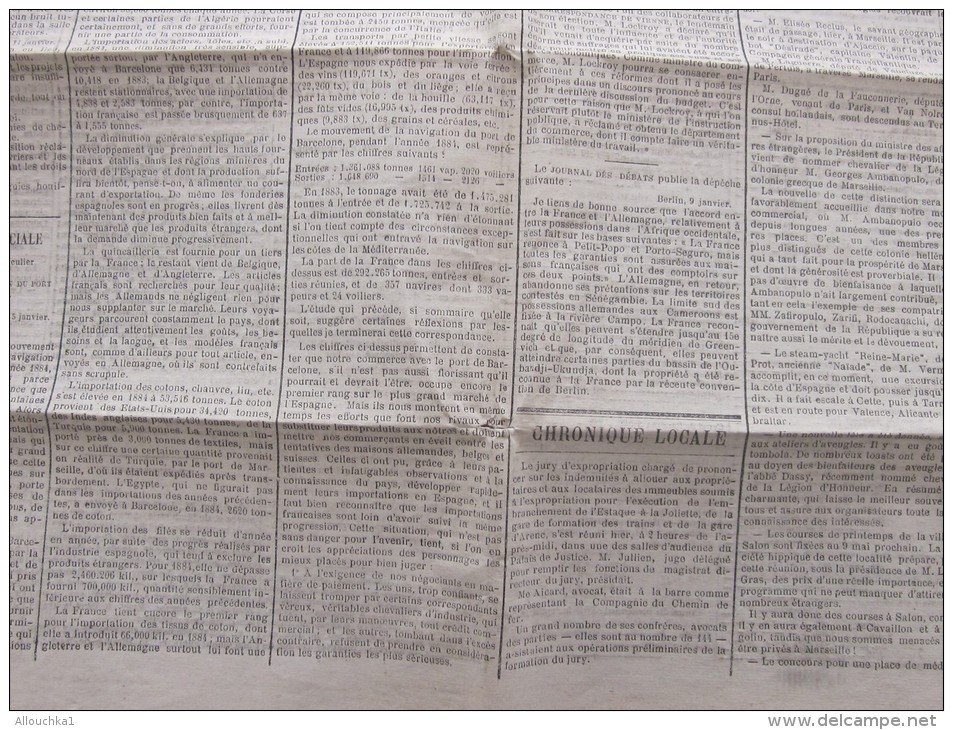 LE SEMAPHORE  de Marseille Original Journal Mardi 12 janvier 1886 faire défiler Images et lire articles de presse