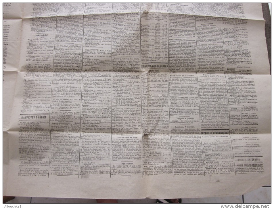 LE SEMAPHORE  de Marseille Original Journal Mardi 12 janvier 1886 faire défiler Images et lire articles de presse